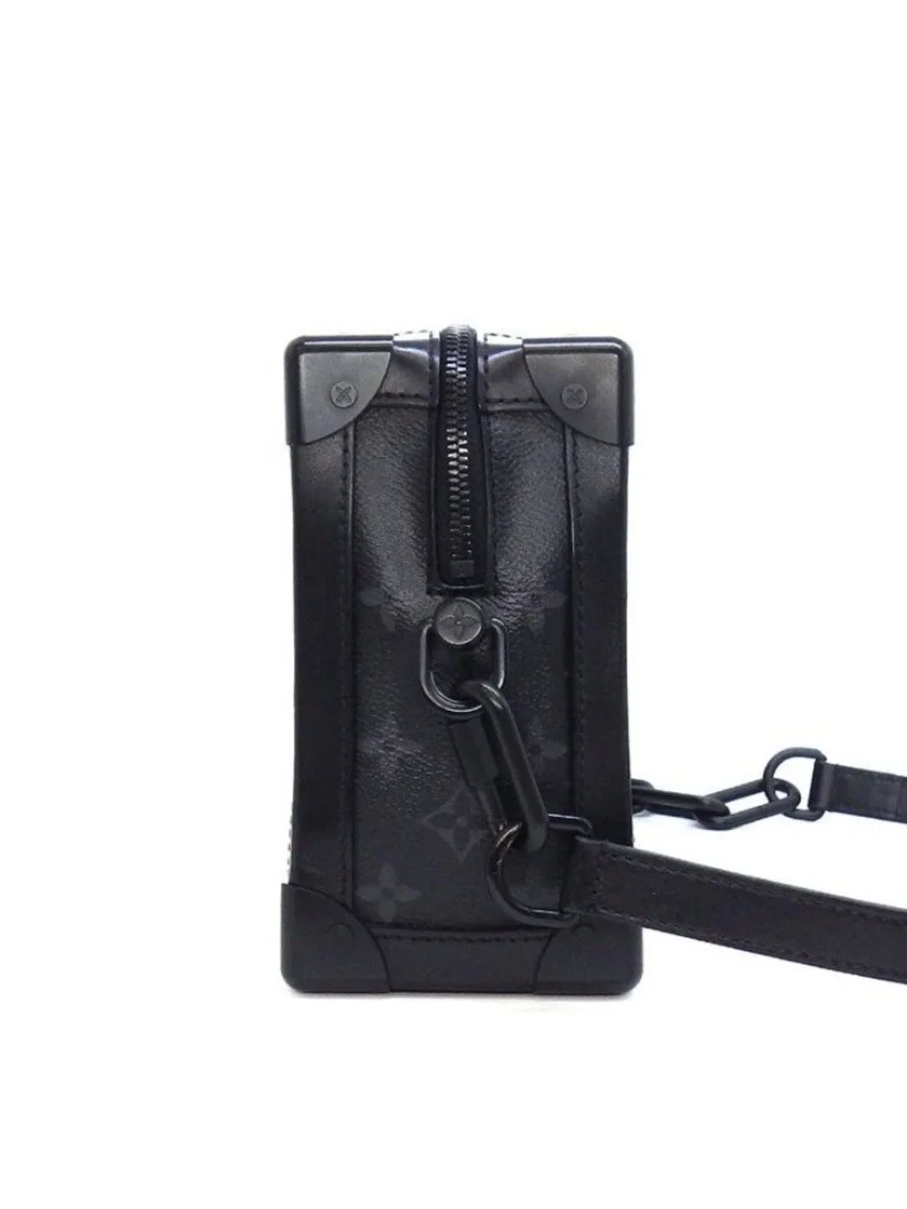 Louis Vuitton Shoulder Bag Soft Trunk Black Gray Monogram Eclipse Leather